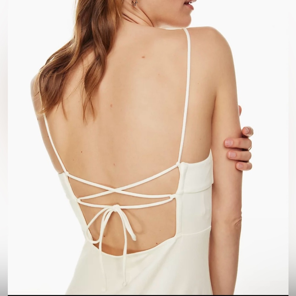Aritzia Wilfred open back midi-dress in light birch